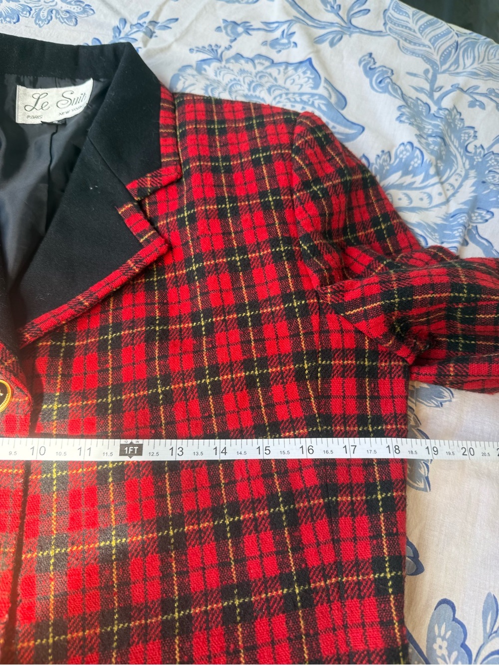 Le Suit Women's Red/Black Plaid Blazer Size 8 tartan 3-Button Lined - Picture 7 of 10
